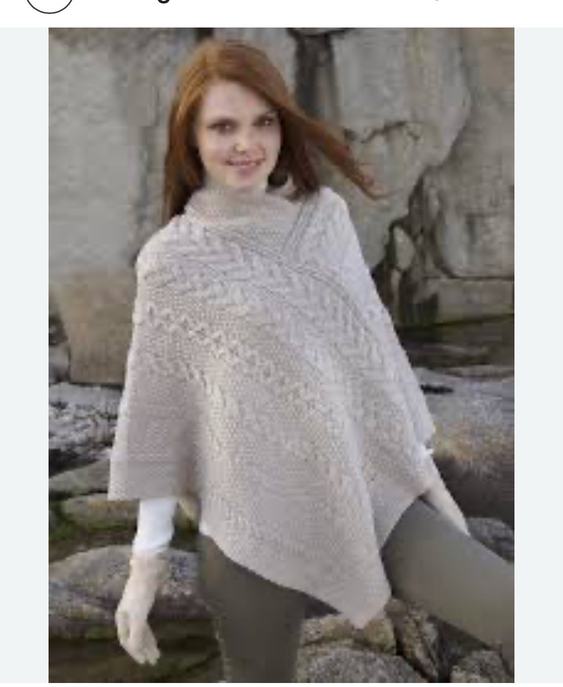 Kilronan Knitwear Irish Chunky Knit 100% Merino Wool Classic Poncho Beige XS/S