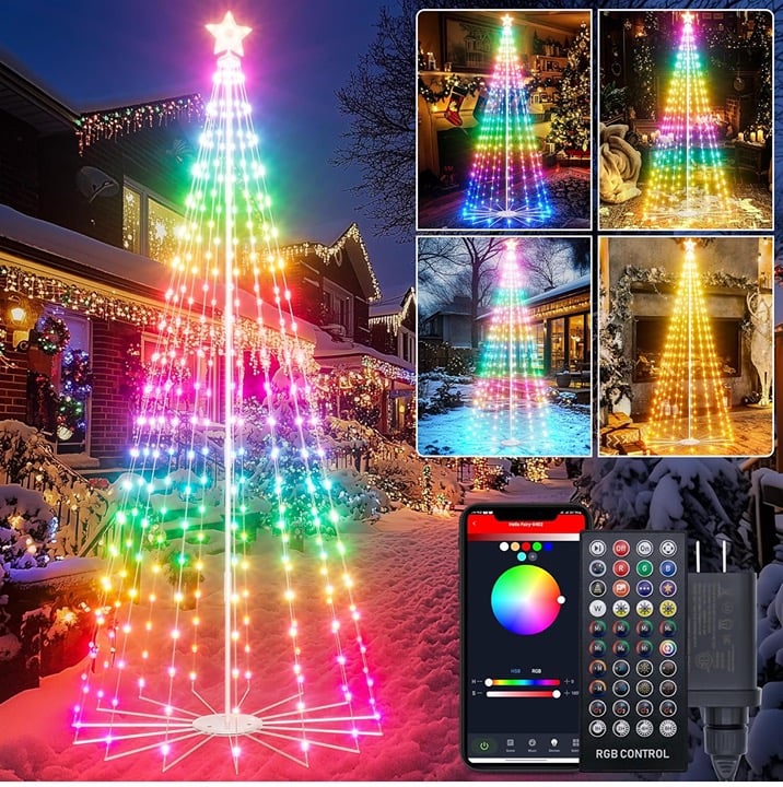 9Ft Lighted Christmas Tree, 460 RGB LEDs,
