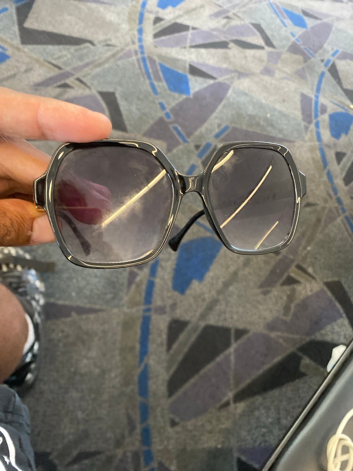 Black Gucci Mens white stripe Sunglasses