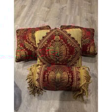 Vintage Croscill Imperial Empress Throw Pillows Red Velour Medallions