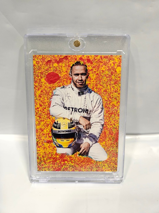 Lewis Hamilton SCUDERIA FERRARI Red Yellow ART CARD Formula 1 F1 Trading Card