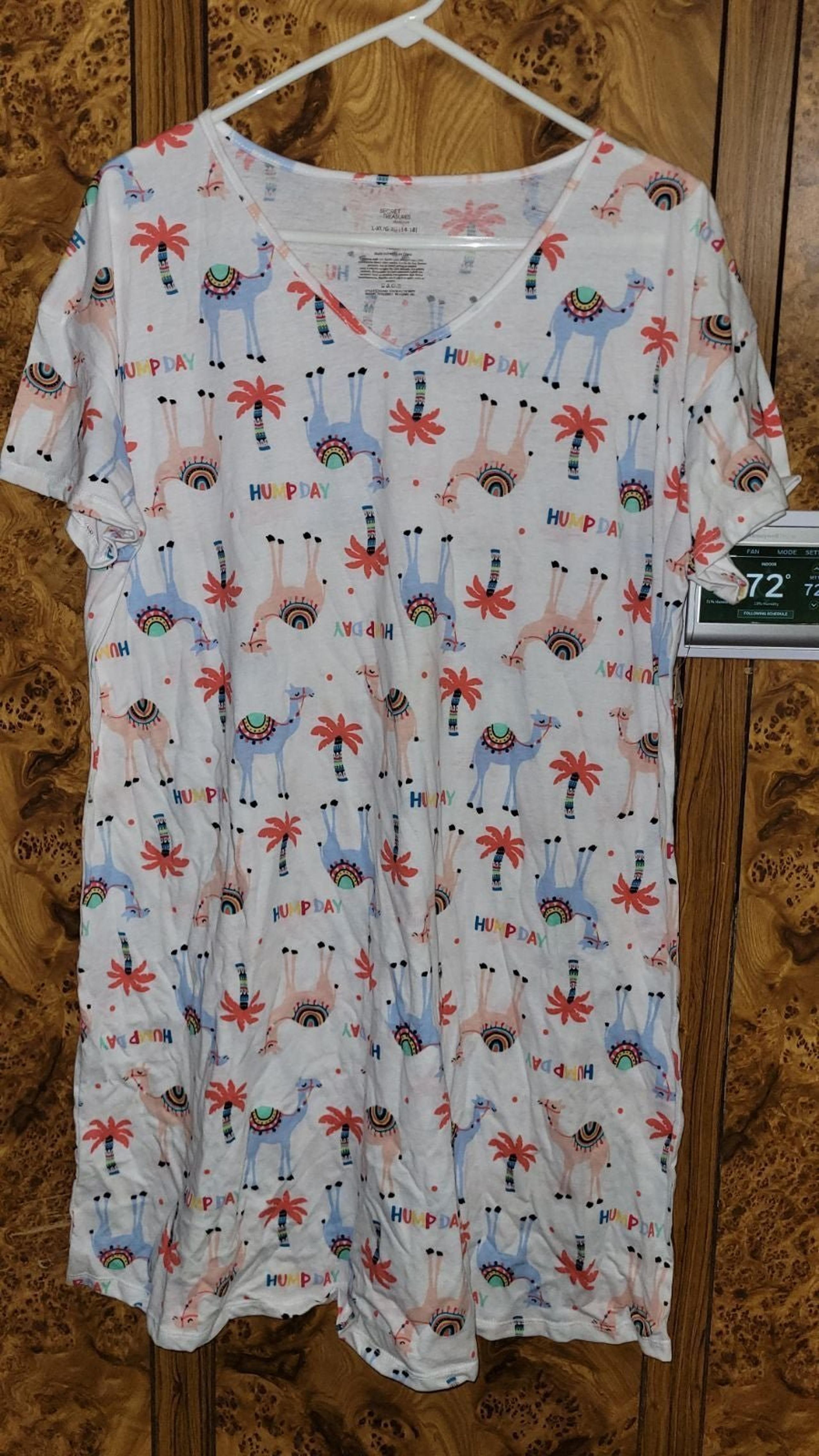 SECRET TREASURES women's short slv sleep shirt NEW knee length Lump Day L-XL