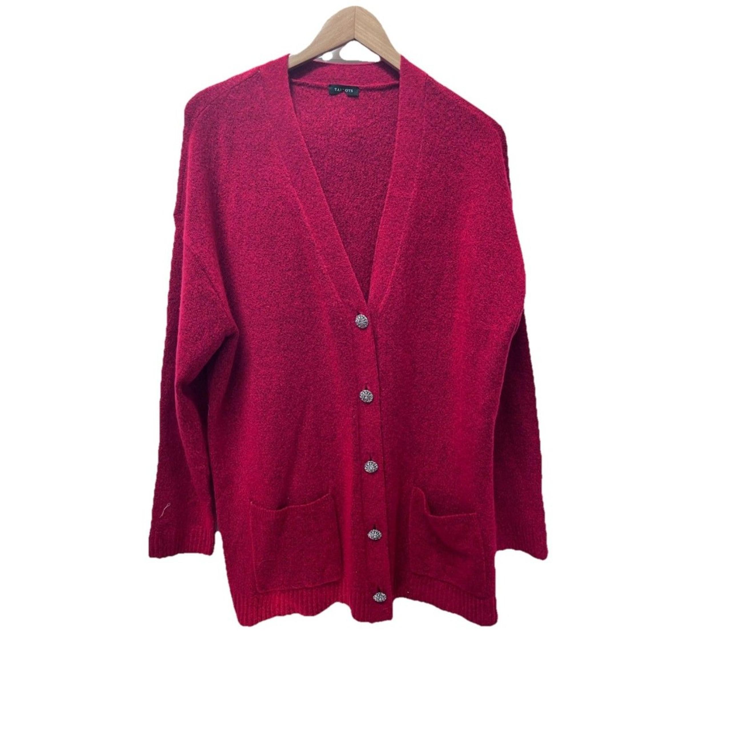 Women's Talbots Heathered Red Button Front Size XL Pearl Button Cardigan