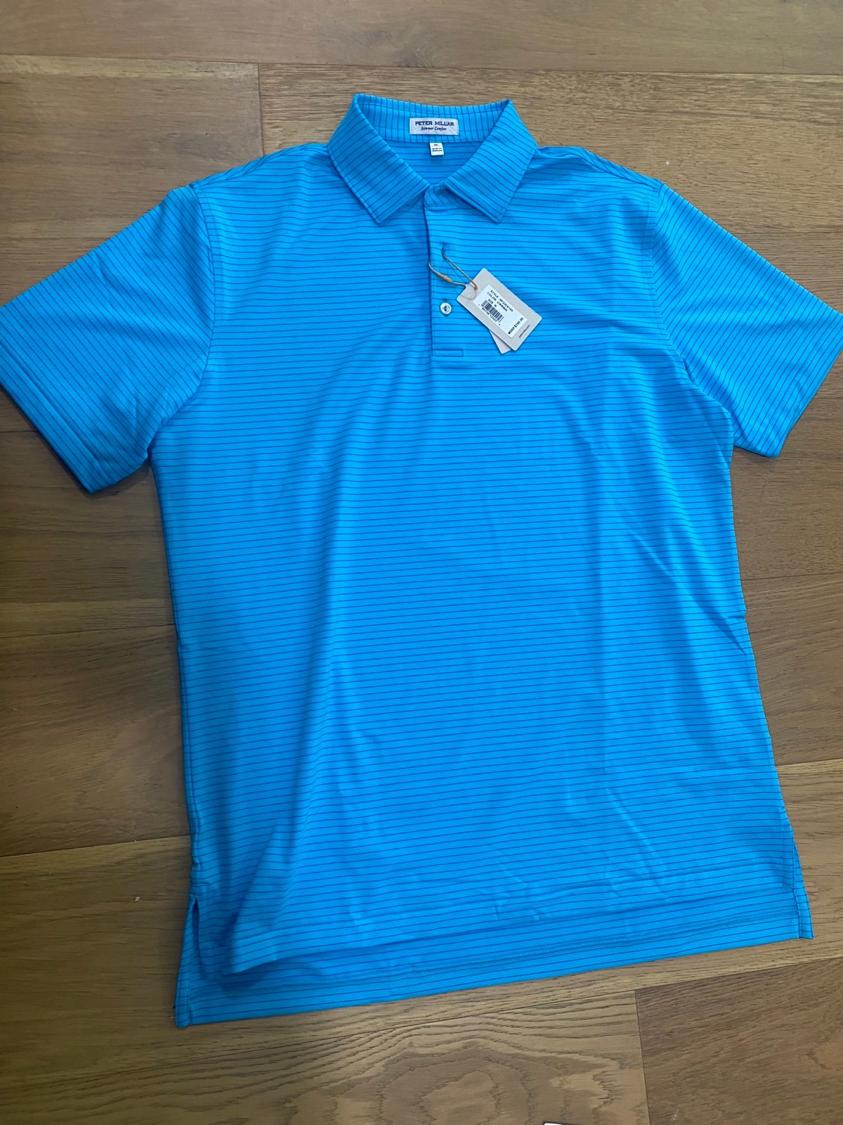 Peter Millar summer comfort crown sport blue stripe golf polo size M NWT