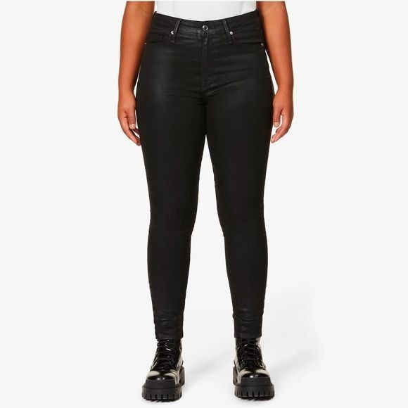 Good American Good Legs Coated Black Skinny Fit Jeans, Size 12/31