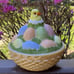 Westmoreland Milk Glass Chick Eggs Basket Covered Candy Dish Hand Painted Easter