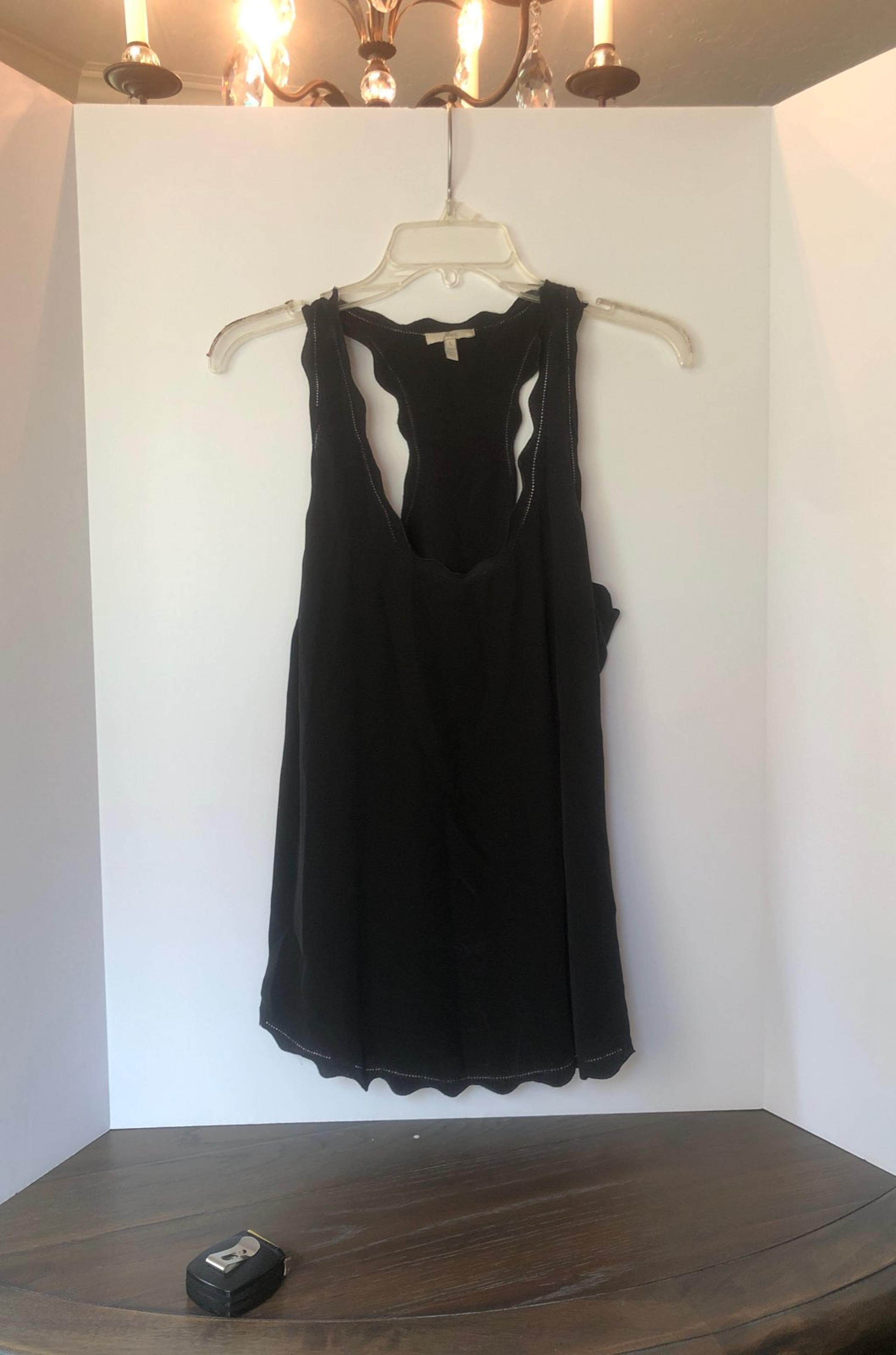 Joie silk scalloped tank black sz med