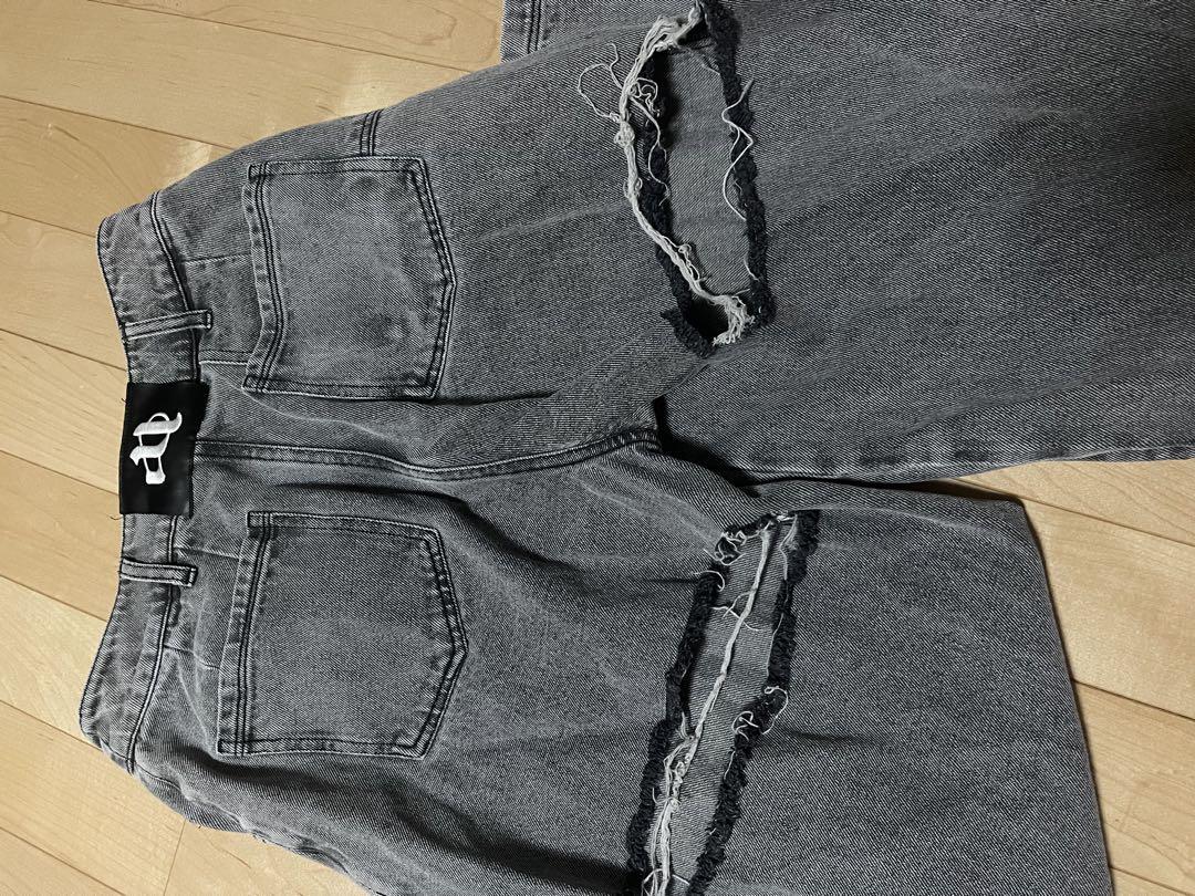 ANDWANG back cutout denim pants (gray) size S