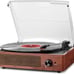 Brown Bluetooth Turntable Vinyl Record Player with Speakers, 3 Speed Belt