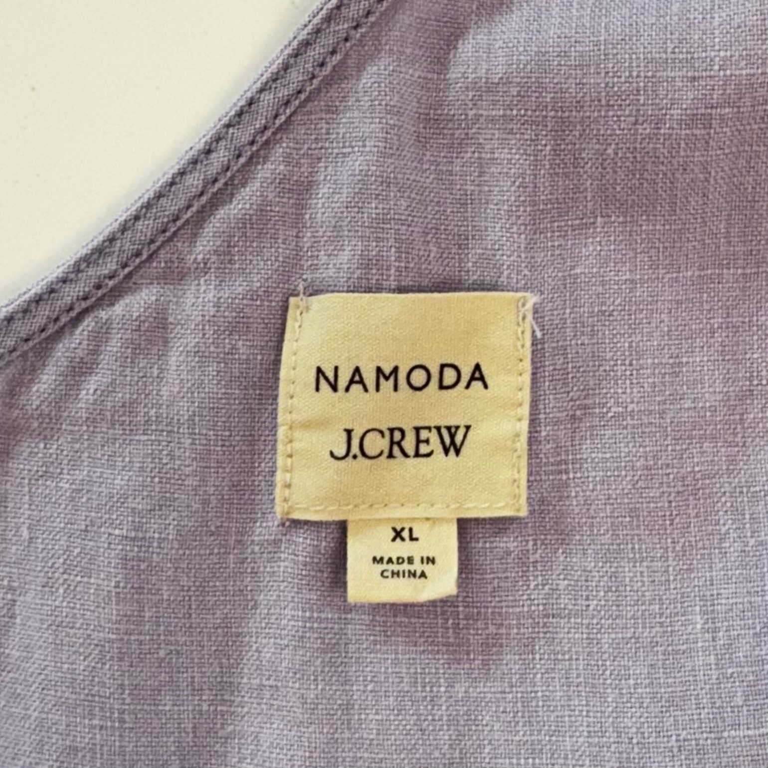 Cassi Namoda x J. Crew Apron Linen Dress Light Purple Lilac Size XL - detail
