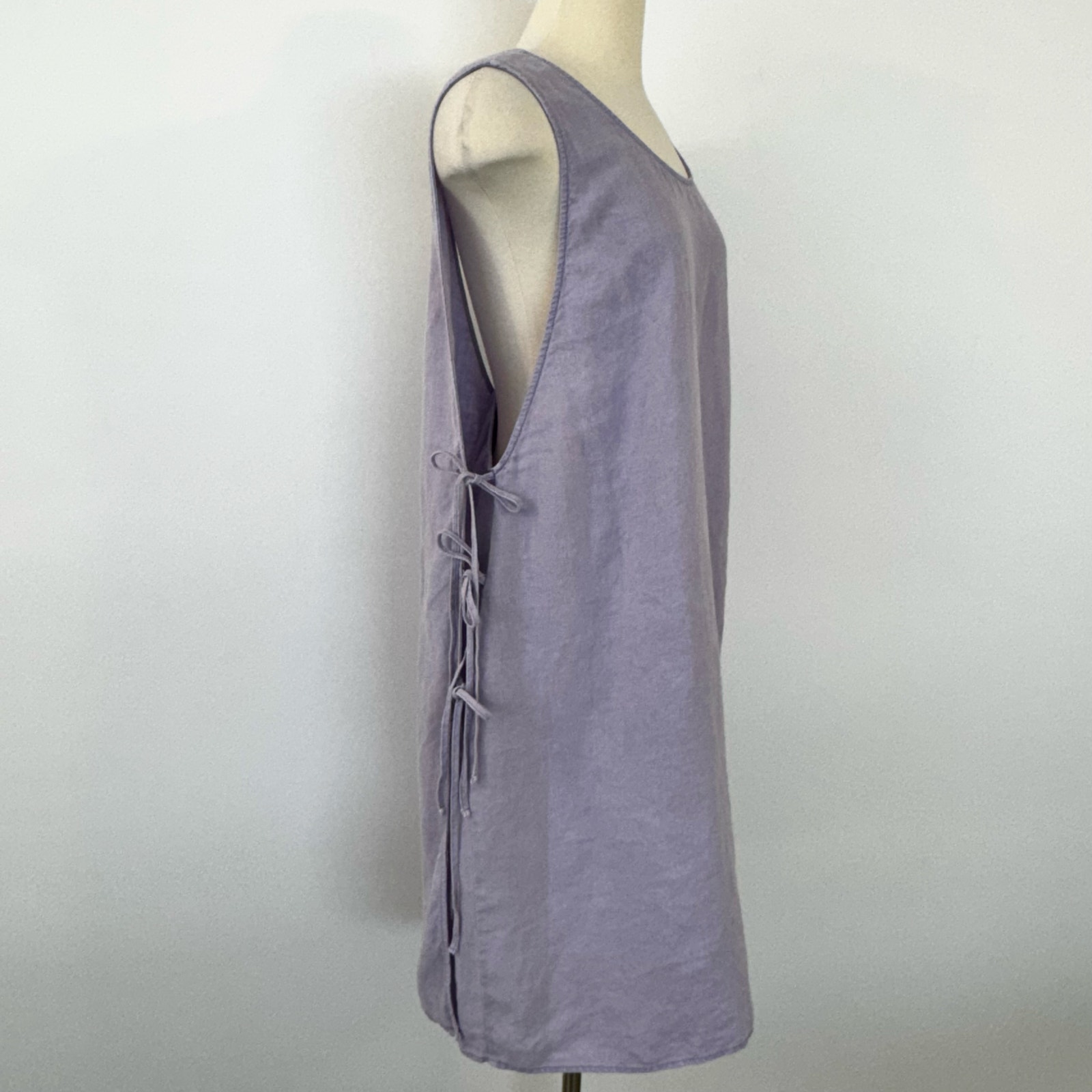 Cassi Namoda x J. Crew Apron Linen Dress Light Purple Lilac Size XL - detail