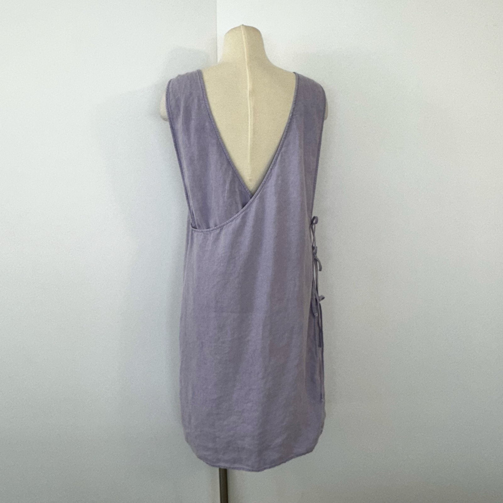 Cassi Namoda x J. Crew Apron Linen Dress Light Purple Lilac Size XL - detail