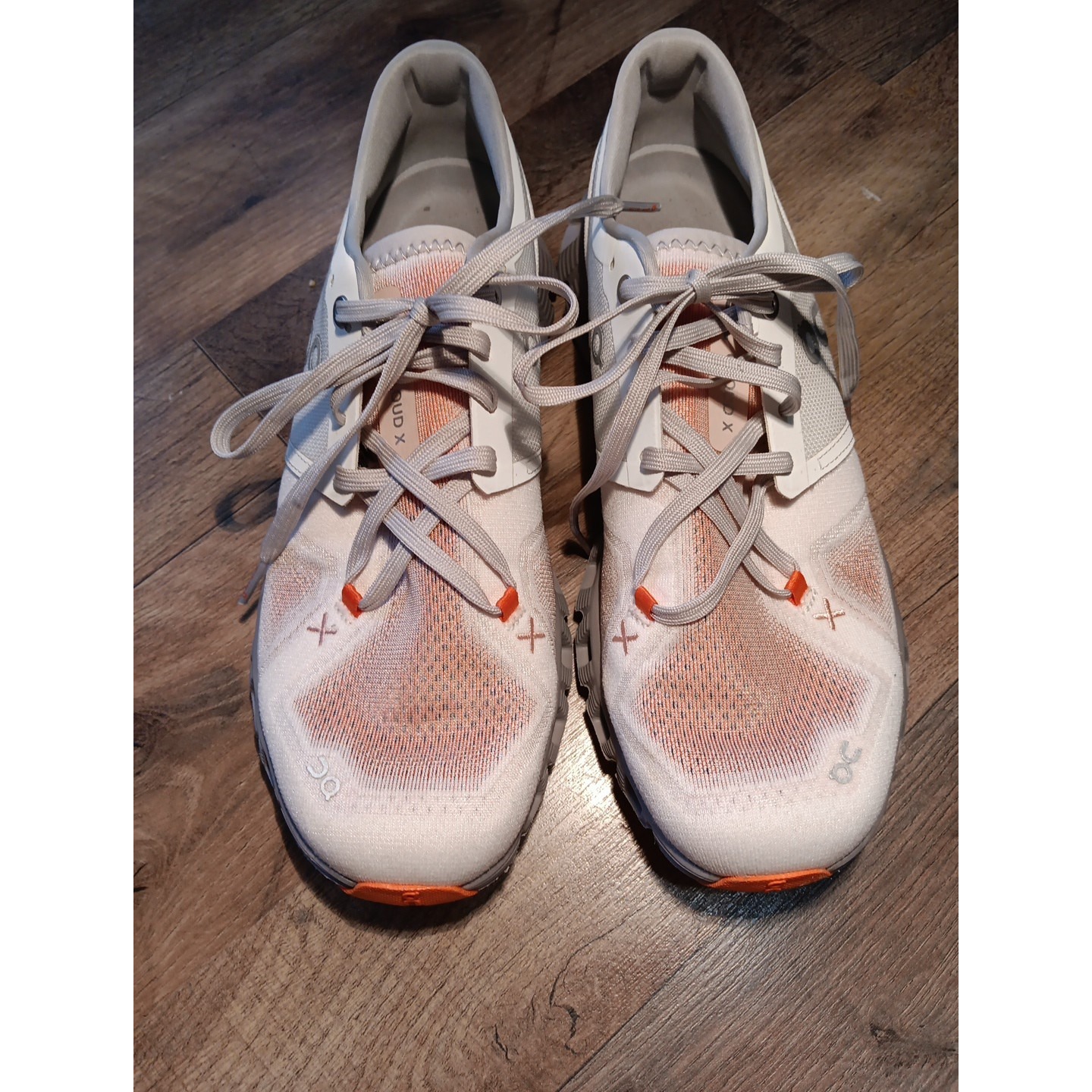 Size 9.5 - On Cloud X 3 Ivory Gray Orange Trim Clean