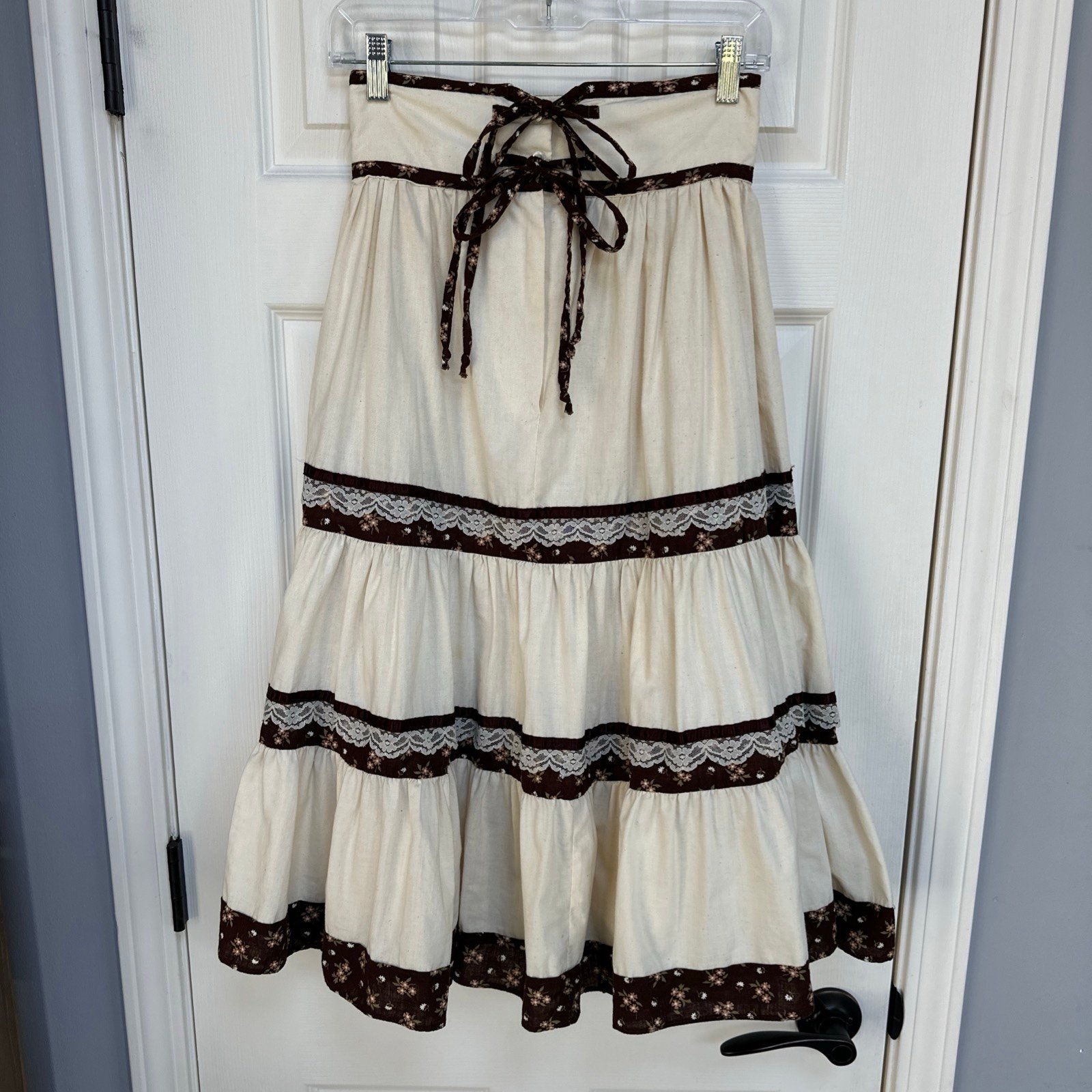 Jessica’s Gunnies Vintage 1970s Skirt Panel Floral Prairie Maxi Cottage Sz 9 XS