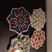 GORGEOUS NEW Set of 4 Scalloped Handpainted Ceramic Coasters Made in Turkey.