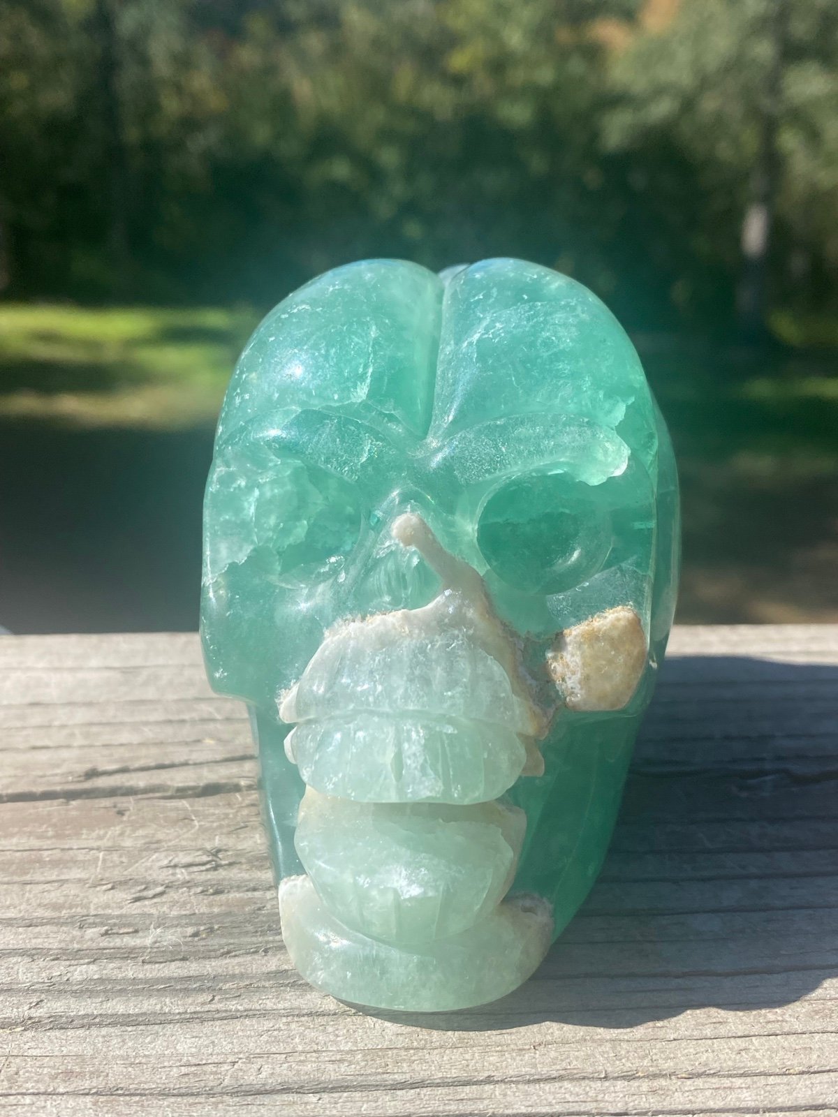 Green Fluorite pumpkin skull