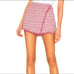 Lovers + Friends a Mini Skort - XS - Red White Pink Plaid Fringe Skirt / Short