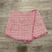 Lovers + Friends a Mini Skort - XS - Red White Pink Plaid Fringe Skirt / Short
