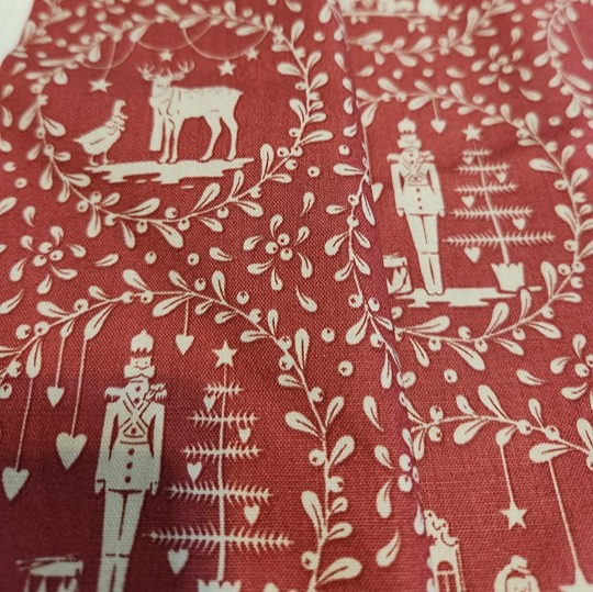 Tilda Merry Little Christmas - Paperscenes Burgundy (New, 1 yard)