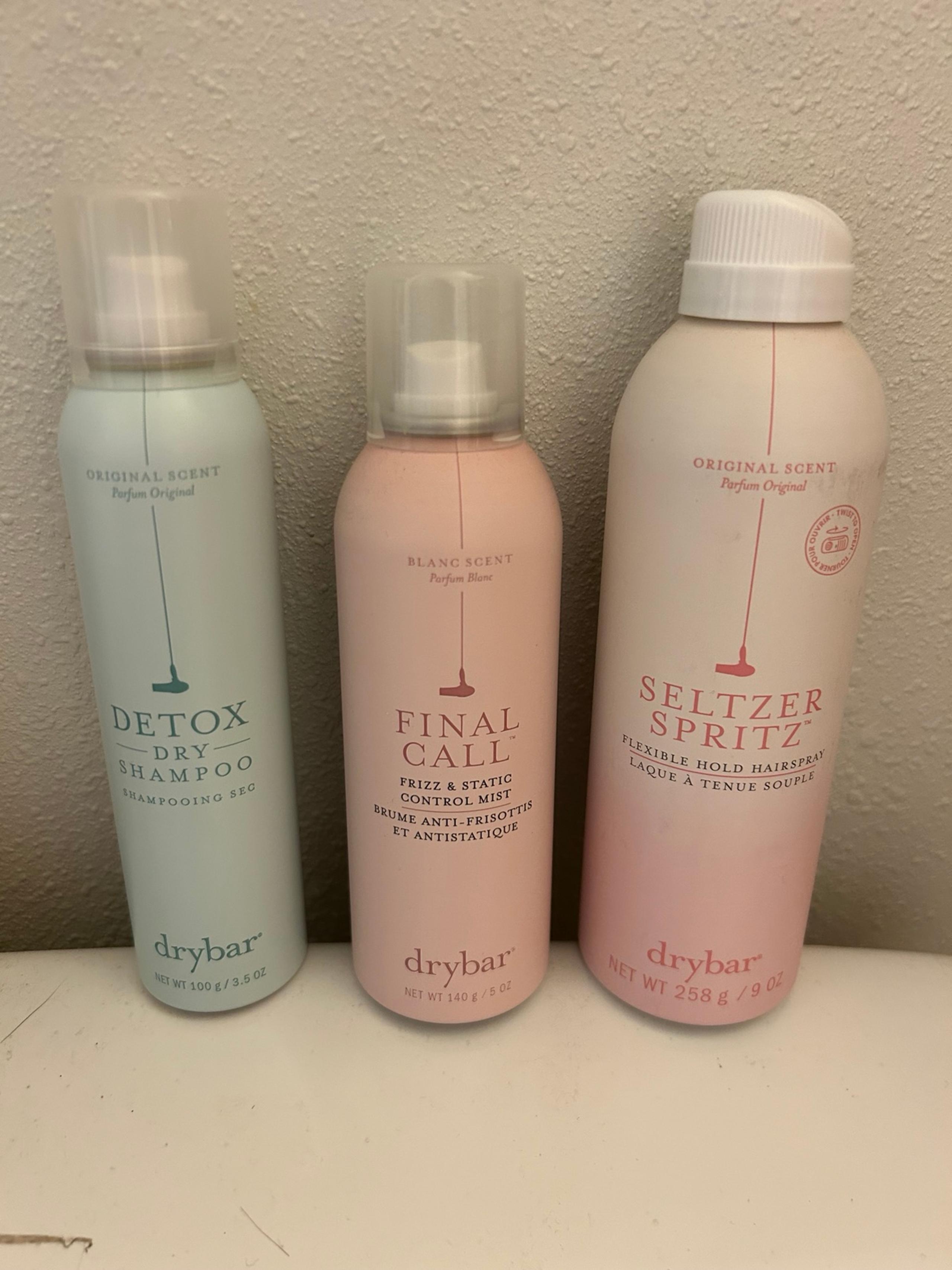 3 full sized drybar styling products