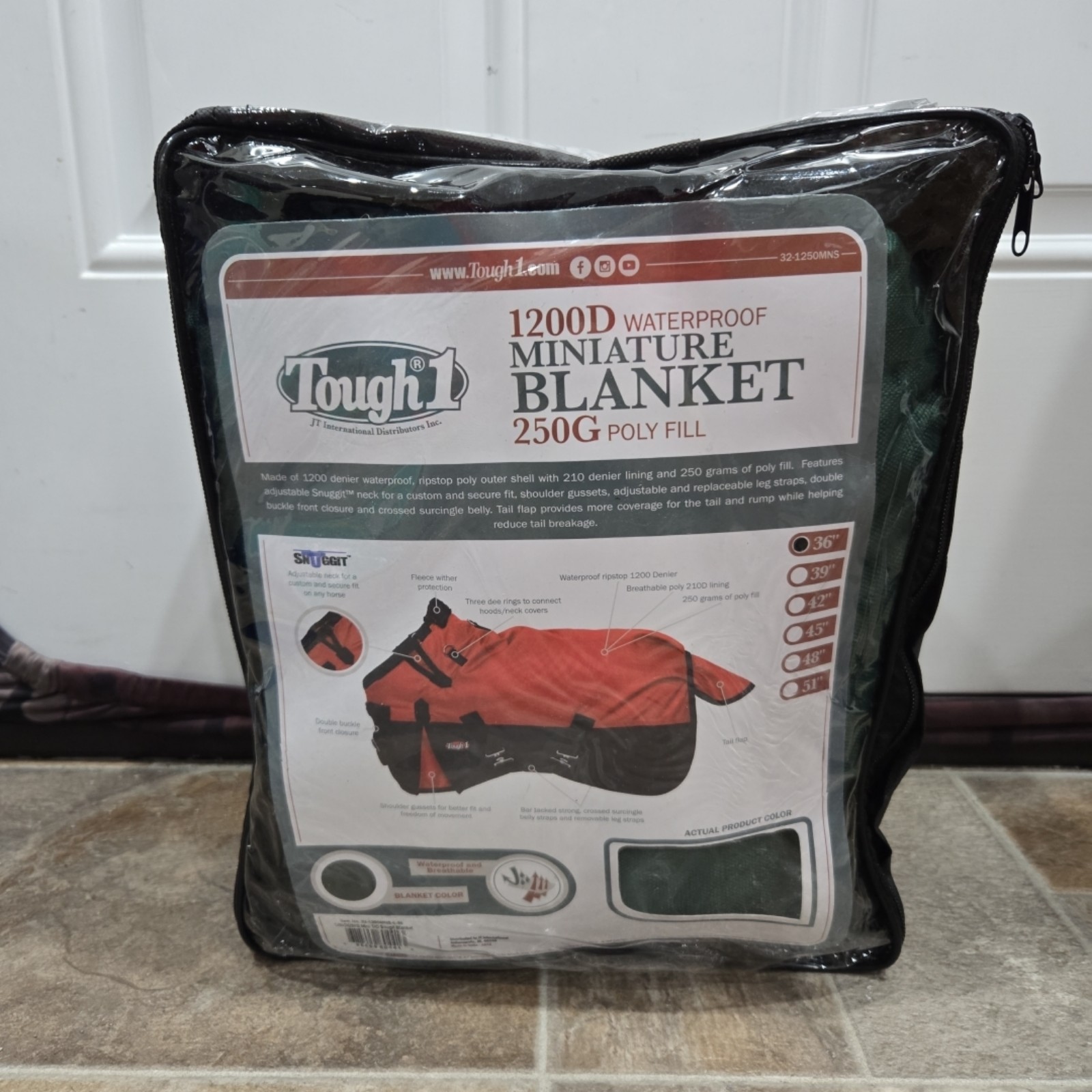 Miniature Horse Heavyweight Winter Turnout Blanket - 1200D - 36 Green