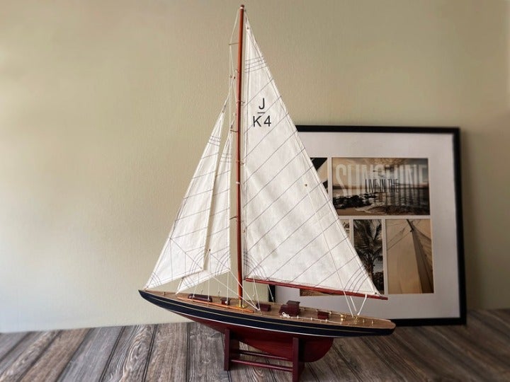 Handcrafted Wooden Endeavour Sailing Yacht Model