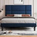 NEW Full Size Upholstered Fabric Platform Bed Frame with Adjustable Headboard