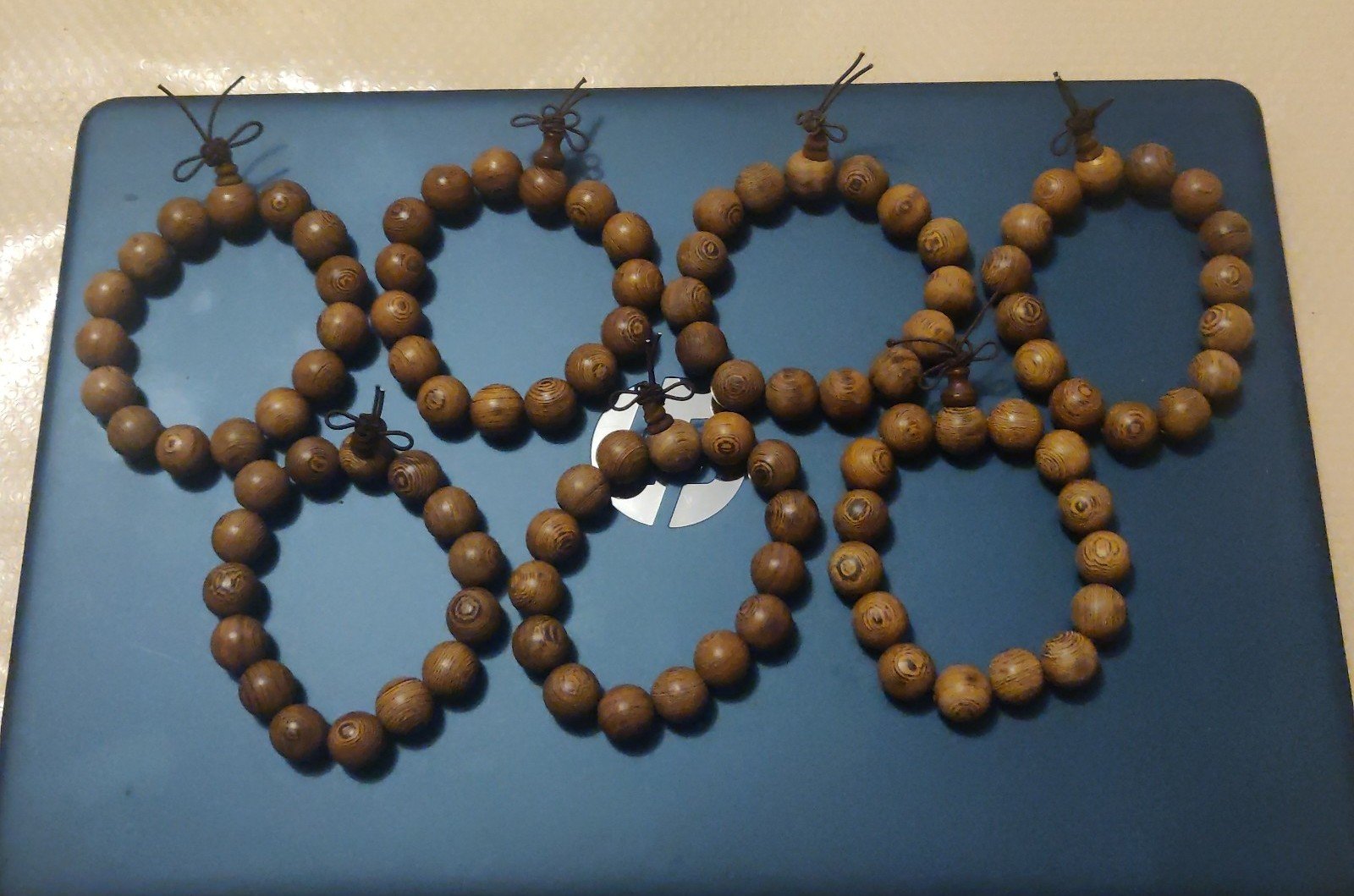 7 Asian Chinese Buddhism natural wood gourd shape round bead bracelet men women