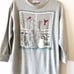 Vintage Kittens Gray Nightgown S/M 80s Sleepwear Fuzzy Cats Sweatshirt Gown