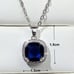 Sterling Silver Cushion Cut Blue Sapphire Diamond Halo Necklace