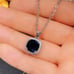 Sterling Silver Cushion Cut Blue Sapphire Diamond Halo Necklace