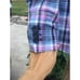 Talbots womens linen blazer size 2 madras plaid purple blue country club classic
