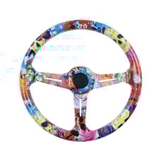NEW JDM UNIVERSAL 350MM STICKERBOMB Acrylic Deep Dish 6 Holes Steering Wheel