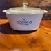 Vintage CorningWare blue cornflower casserole dish with Pyrex lid 1 3/4 quart