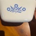 Vintage CorningWare blue cornflower casserole dish with Pyrex lid 1 3/4 quart