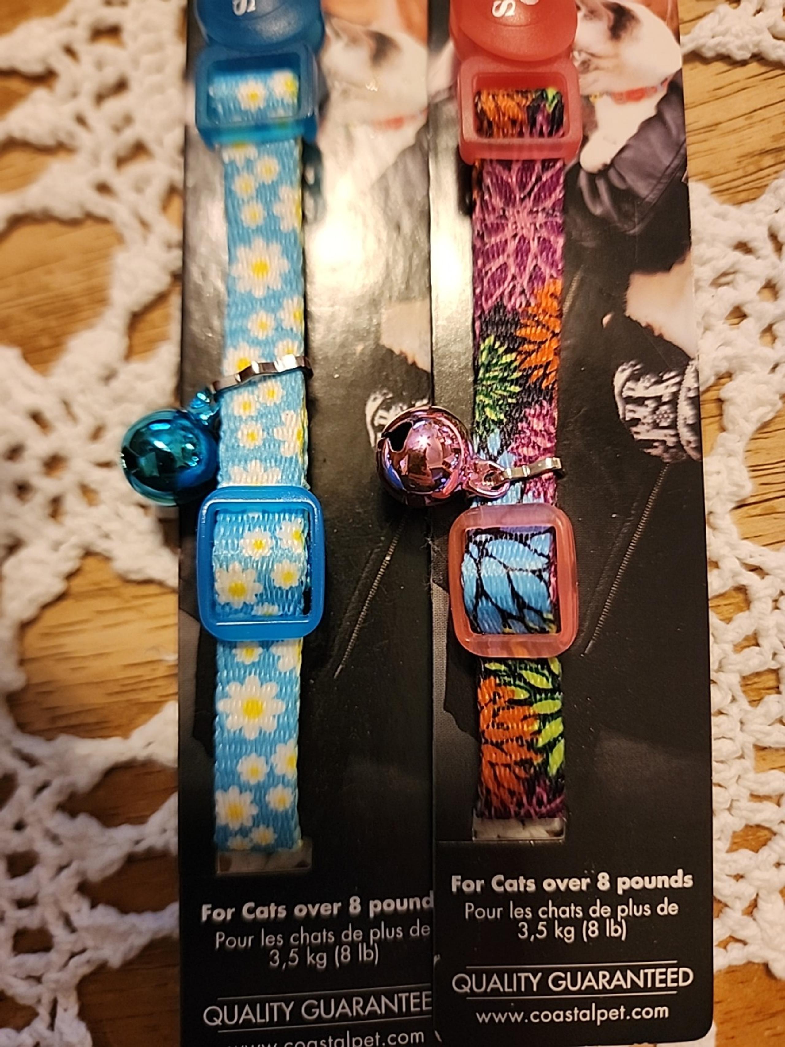 Lot of 2 Coastal Cat Fashion Print Break-Away Collar 8”-12” New
