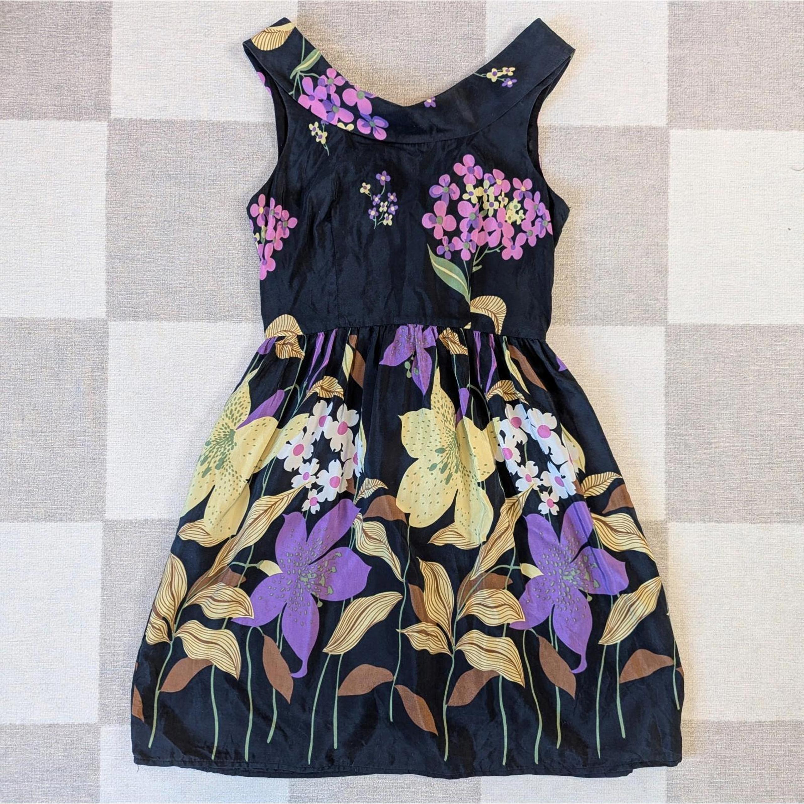 Corey Lynn Calter Anthropologie Silk Cotton Garden Fit & Flare Tea Dress Size 2