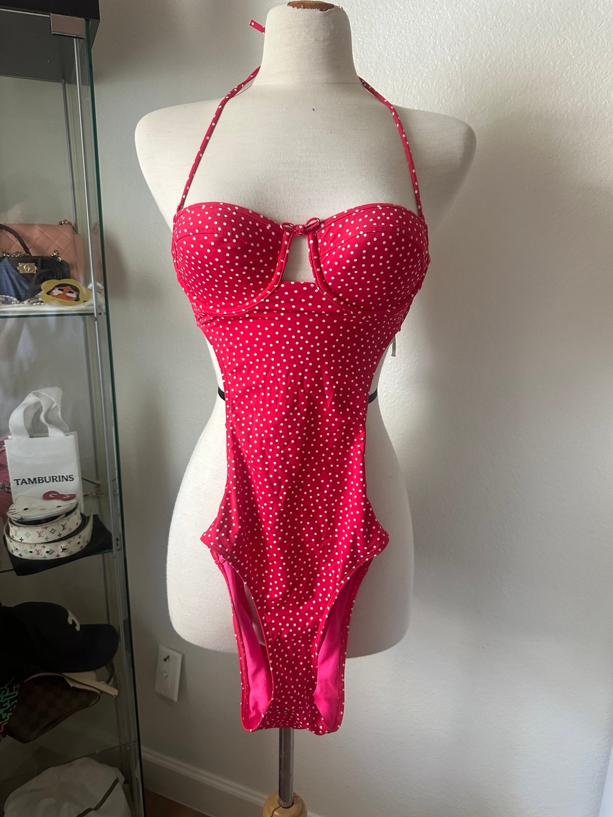Red polka dot bikini
