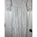 Tea n Rose Crochet Lace Overlay White Boho Wedding Maxi Dress Medium Large
