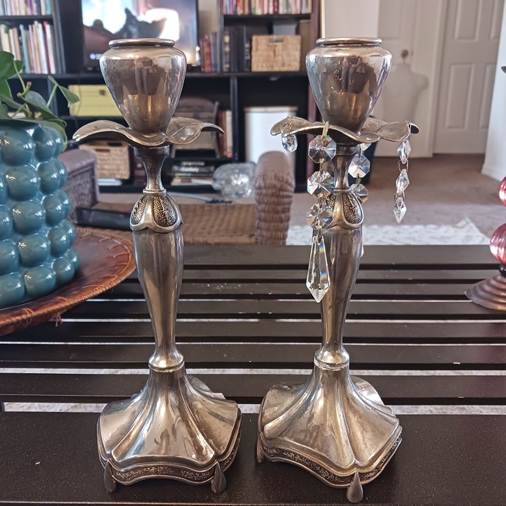 Set of 2 Two Godinger Silver Plated Shabbat Candlesticks
