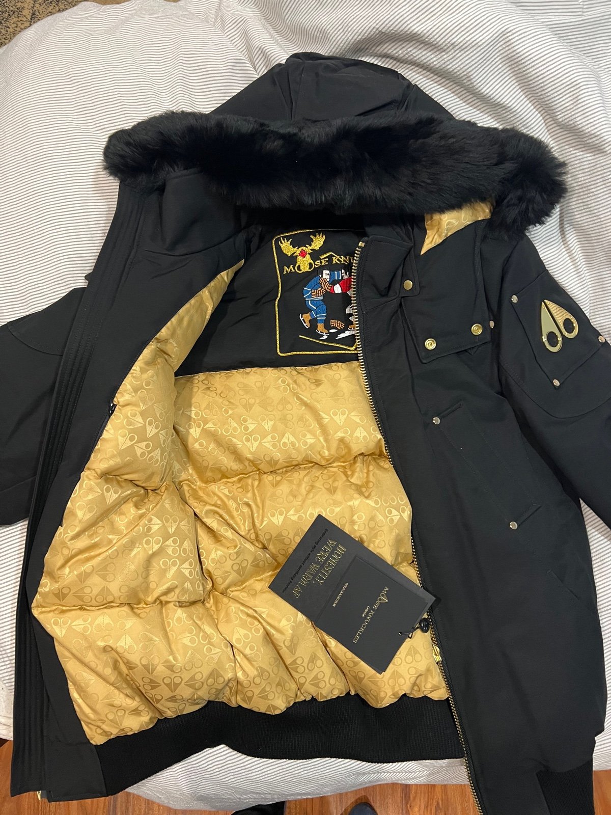 Moose Knuckles Mens Gold Ballistic Bomber