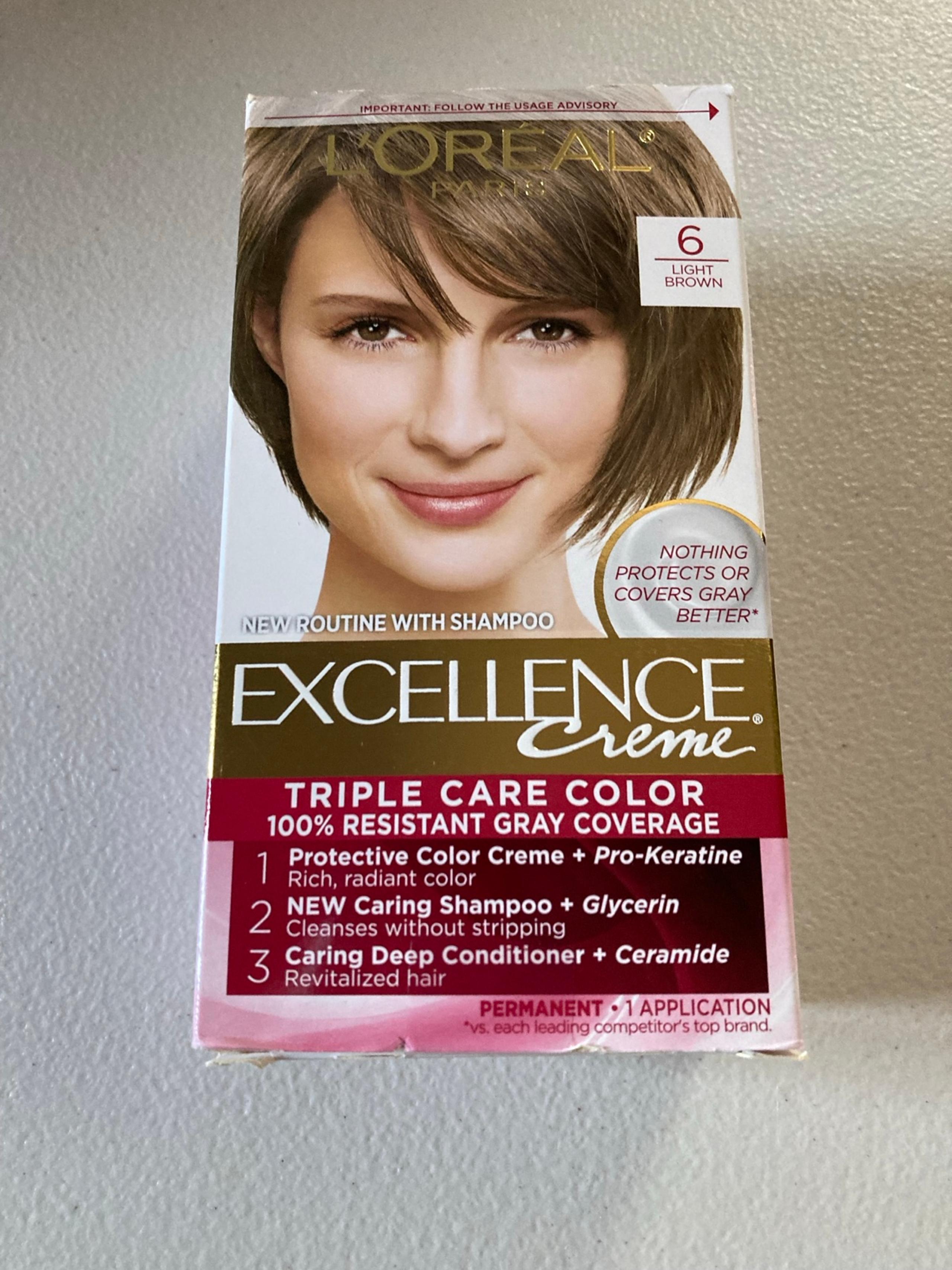 Hair Color L’Oréal Excellence Crème New in Box 6 Light Brown Gray Coverage