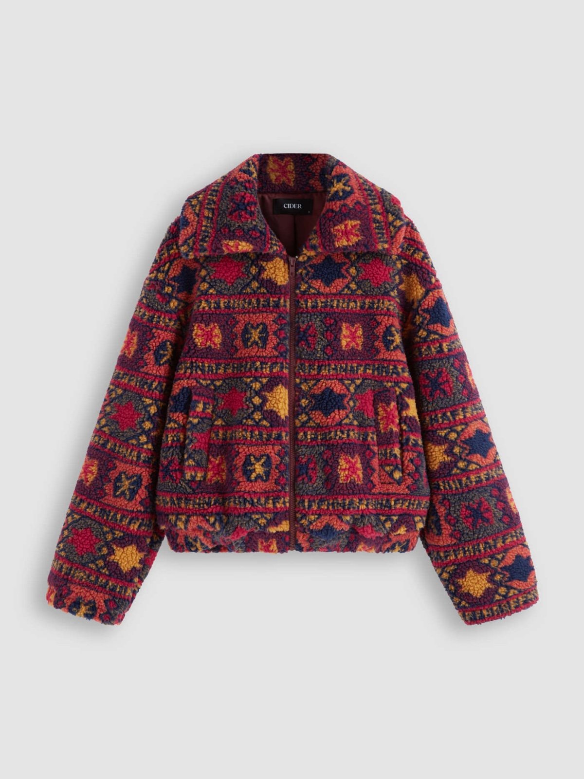 CIDER FLEECE COLLAR GRAPHIC OVERSIZED JACKET SIZE 8 NWT