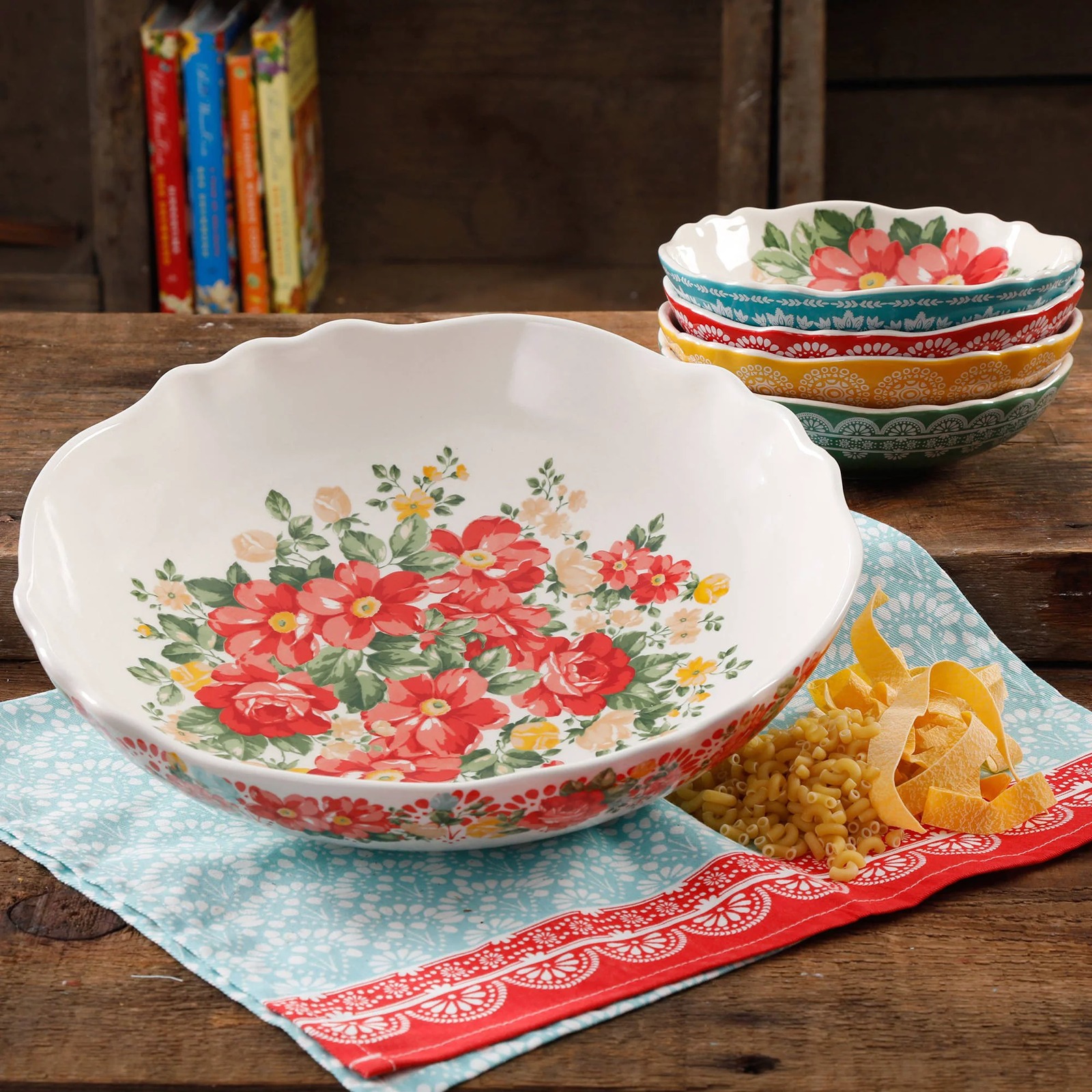 Vintage Floral Pasta Bowls Set of 5
