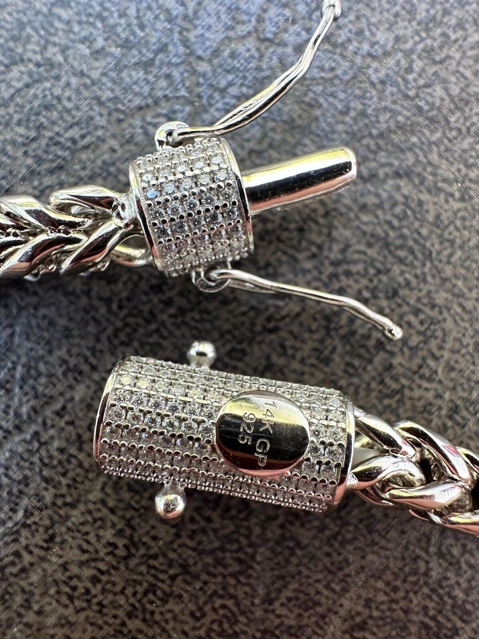 6mm 8.5" Moissanite Clasp Stainless Steel Franco Bracelet