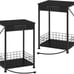 NEW Set of 2 Black Night Stands with Storage and USB Ports