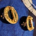 St. John Gold Enamel Round Clip On Earrings