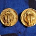 St. John Gold Enamel Round Clip On Earrings