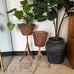 MCM vintage wicker plant stands (2)