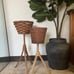 MCM vintage wicker plant stands (2)
